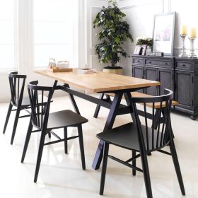  Firenze-6-Black  Dining Set (1 Table + 3 Chairs + 1 Bench)