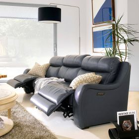  E1502-Pacific Blue Power Leather Recliner Sofa