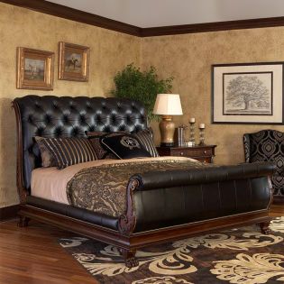  Regents Row  Leather Sleigh Bed (침대+협탁+화장대) 