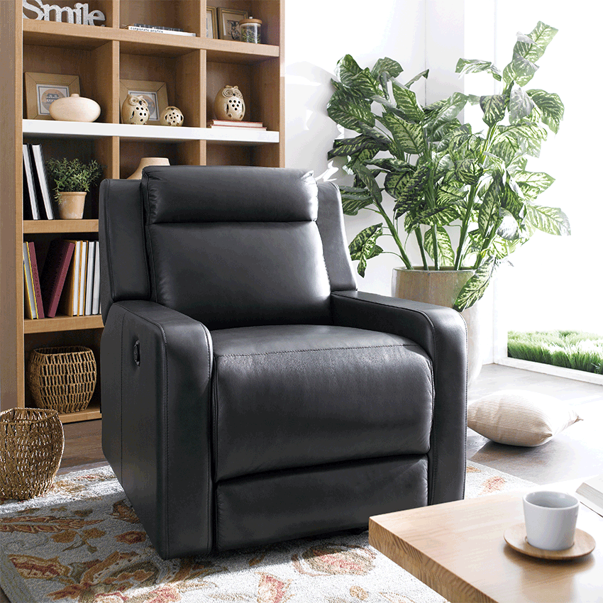 E322-Dark GreyLeather Recliner Chair