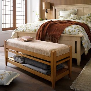 64149-Straw Modern CountryStorage Bench