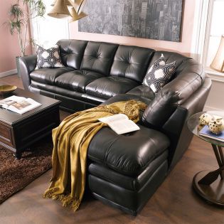 8188-BrownLeather Chaise Sofa