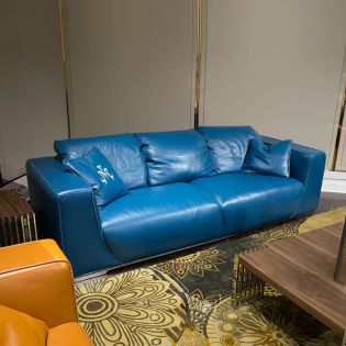  Sophia-Aquablue Leather Sofa 