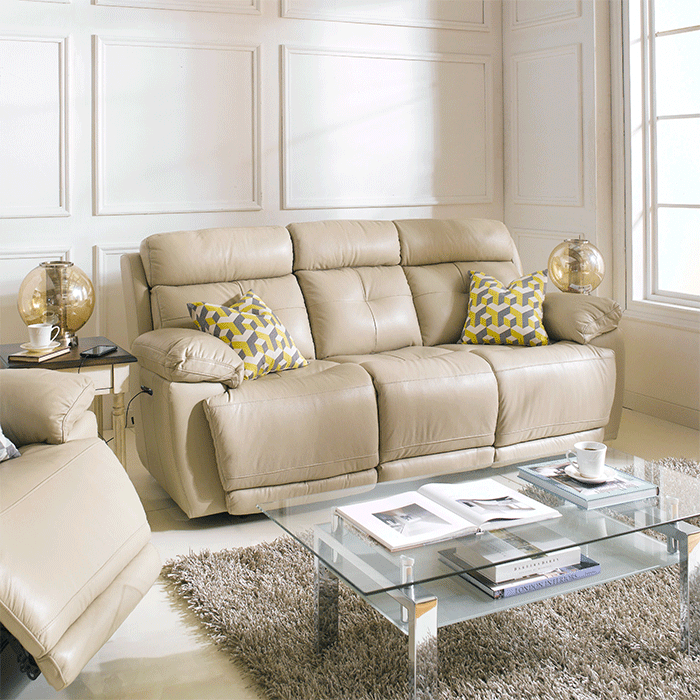 E1460-TaupeLeather Recliner Sofa