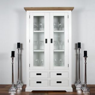  Nimes-White Glass Cabinet 