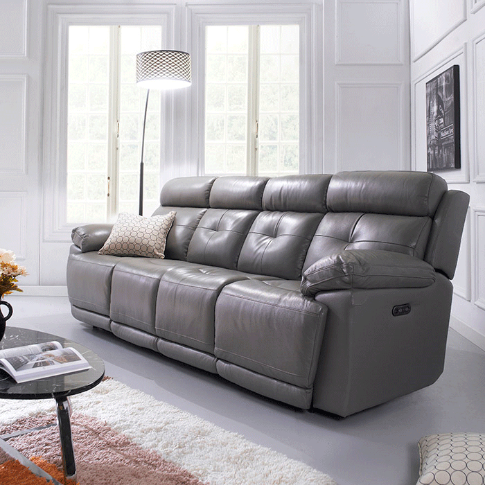 E1460-4S Grey  Power Leather Reciner Sofa(2+2)