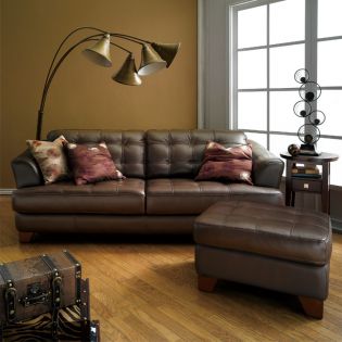 6692-BrownLeather Ottoman