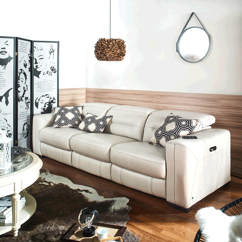 RS-11467-PRCSLeather Recliner Sofa