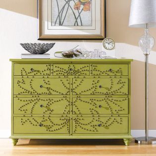 Nailhead-GreenConsole Cabinet