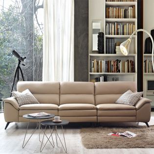  10459 Ivory  4-Seater Leather Sofa