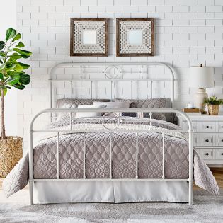  B4104-White  Metal Queen Bed