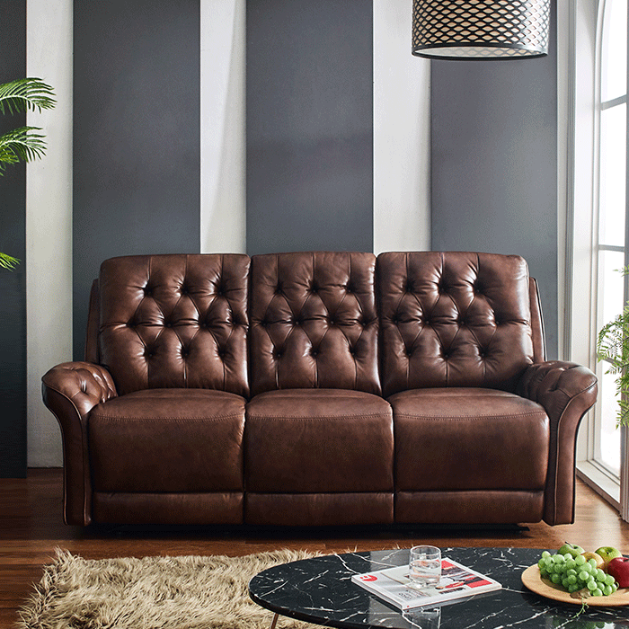 E1724-OakLeather Recliner Sofa