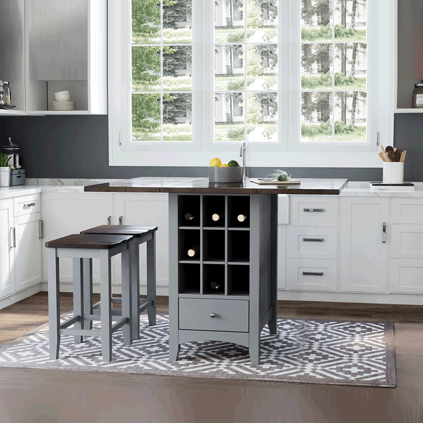  1816-48  3PC Counter Set  (1 Table + 2 Stools)