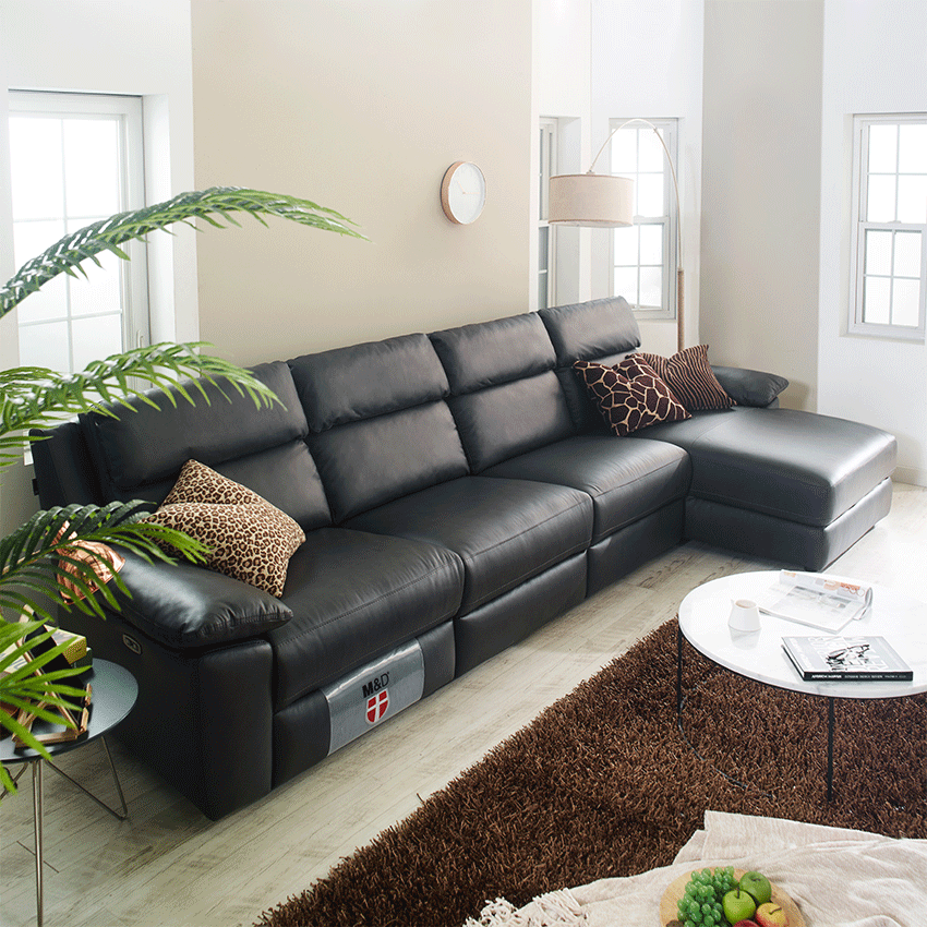 ZEB7-BrownLeather Recliner Sofa