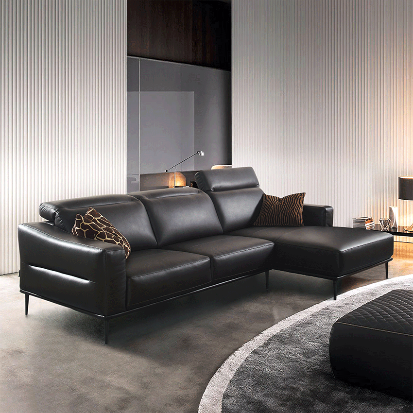 ZA25  Leather Sofa w/ Chaise