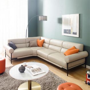 A0347Leather Chaise Sofa