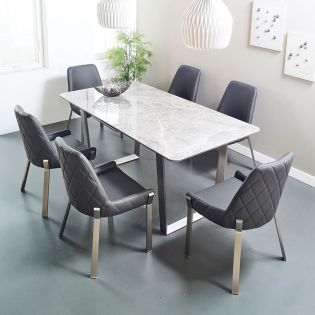  Valencia-6  Ceramic Dining Set  (1 Table + 6 Chairs)
