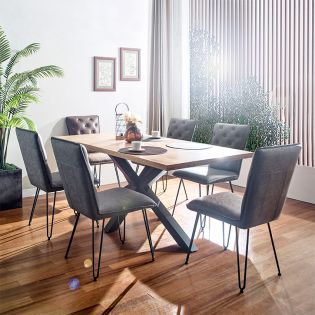  IA  Dining Set  (1 Table + 2 Brown + 4 Grey Chairs)