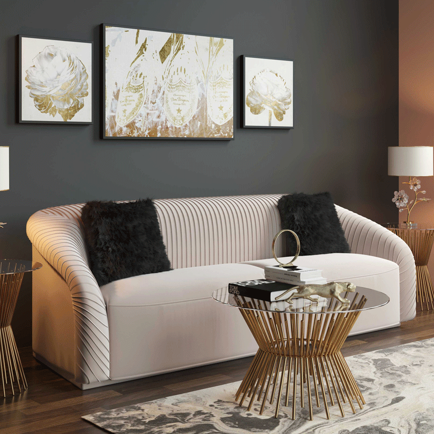 S6457 Yara Pleated BeigeSofa