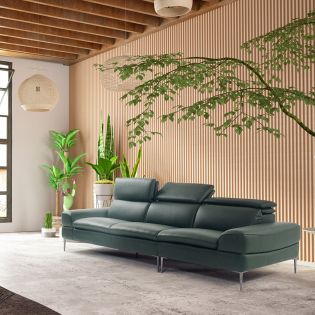  10591 Deep Green  Leather Sofa