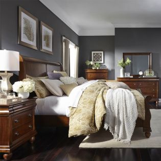 589 RusticKing Sleigh Bed (침대+협탁+화장대)