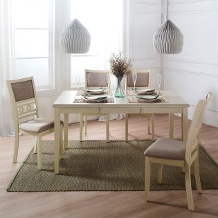  GIA-4 160 BSQ  Dining Set  (1 Table + 4 Chairs)